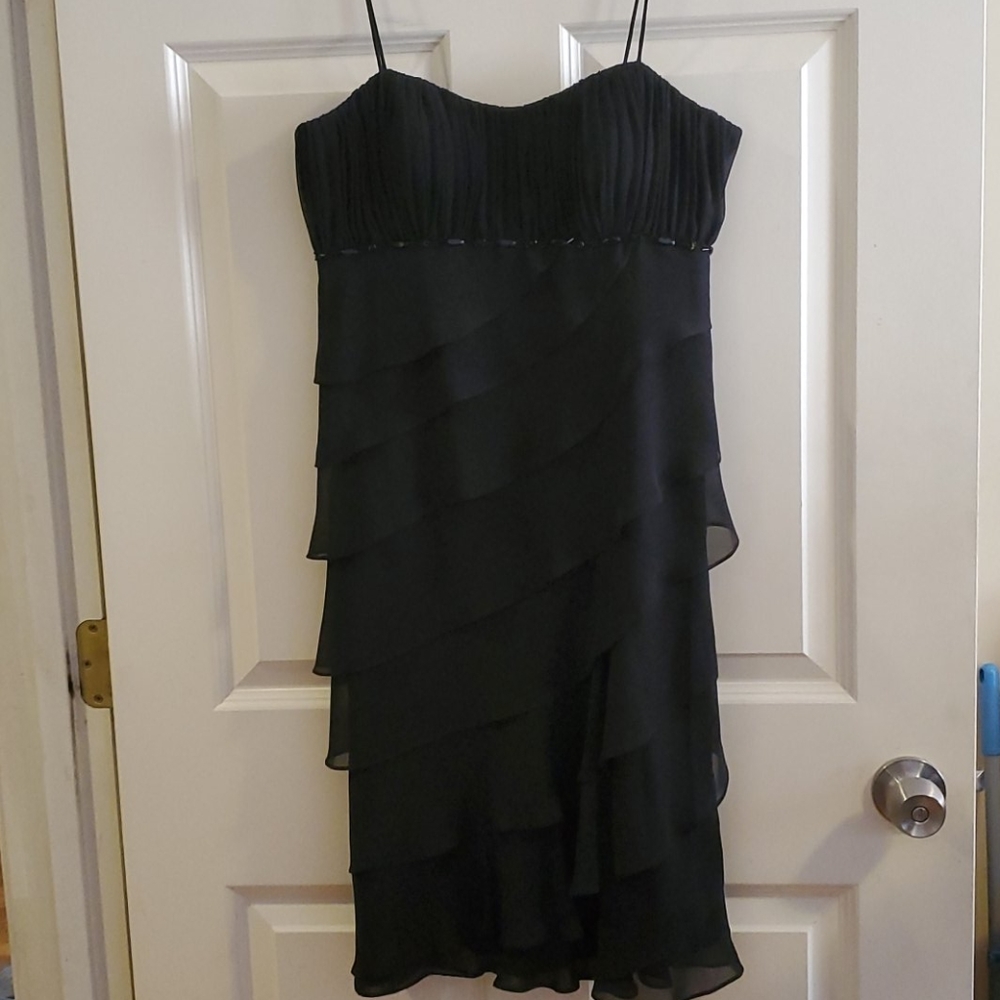 LBD beaded ruffle cocktail mini dress